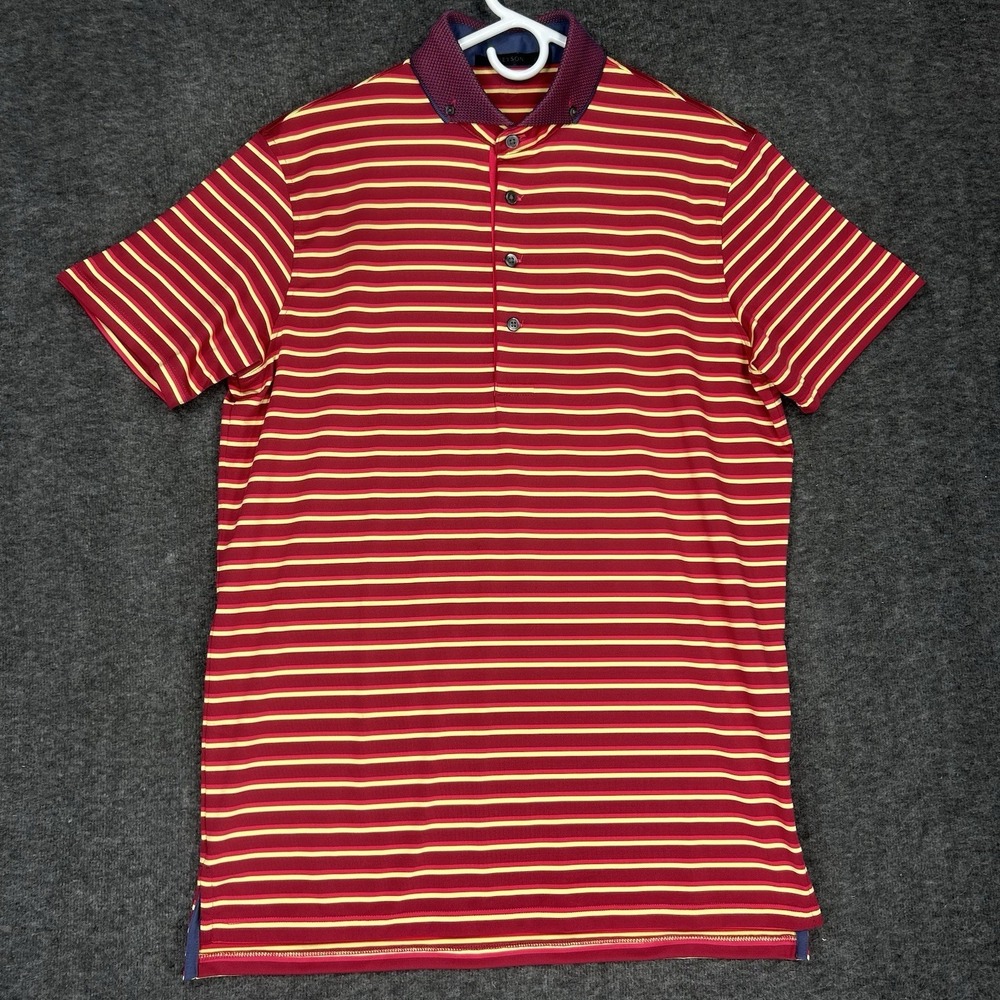 Greyson‎ Polo Shirt Mens S Red Wasaga Sugarcane Stripe Performance Golf - Picture 2 of 11